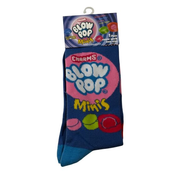 Blow Pop Minis Blue Candy Crew Socks Size 10-13 NWT - Picture 1 of 2